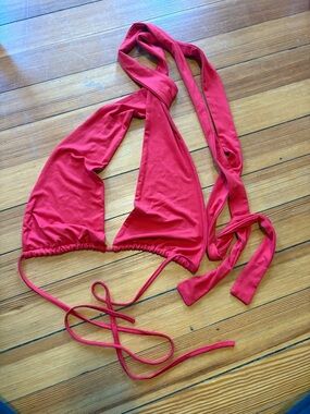 Red Triangle Halter Bikini Top